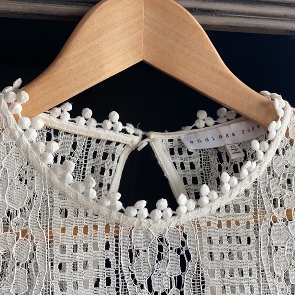 Endless Rose Ivory Eyelet Bell Sleeve Mini Dress - Picture 4 of 12